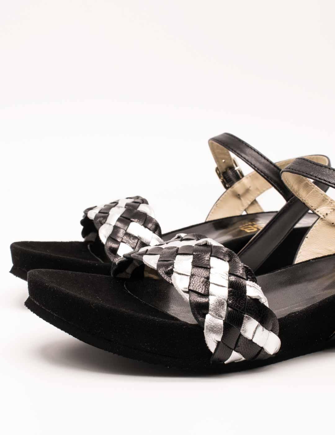 Sandalia Kess 23266 Trenzado Mixto Negro de Mujer