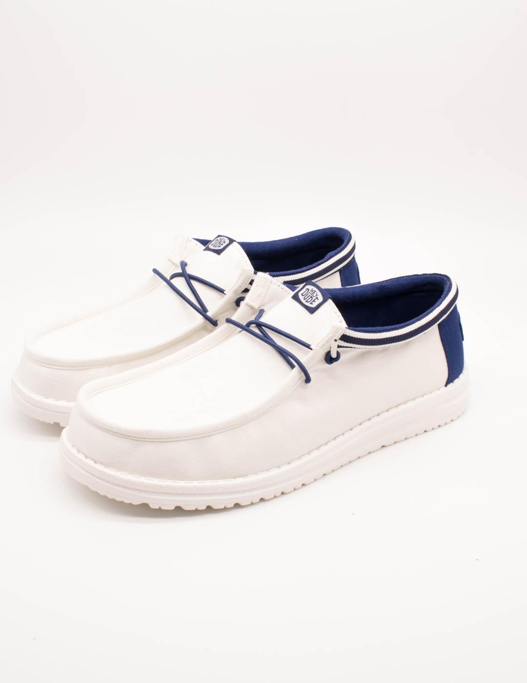 Zapato Hey Dude Wally Letterman White-Blue de Hombre