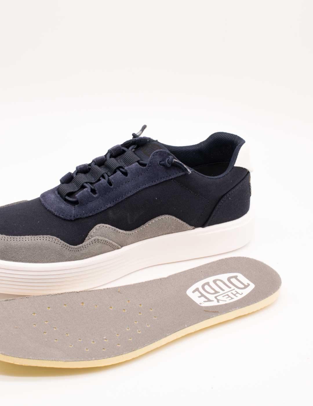 Zapato Hey Dude Hudson Canvas Navy-Grey de Hombre
