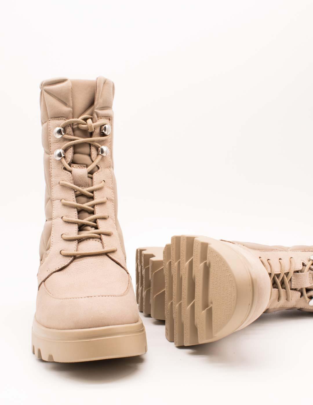 Botín Wonders G-7004 Nubuk Acolchado Taupe de Mujer