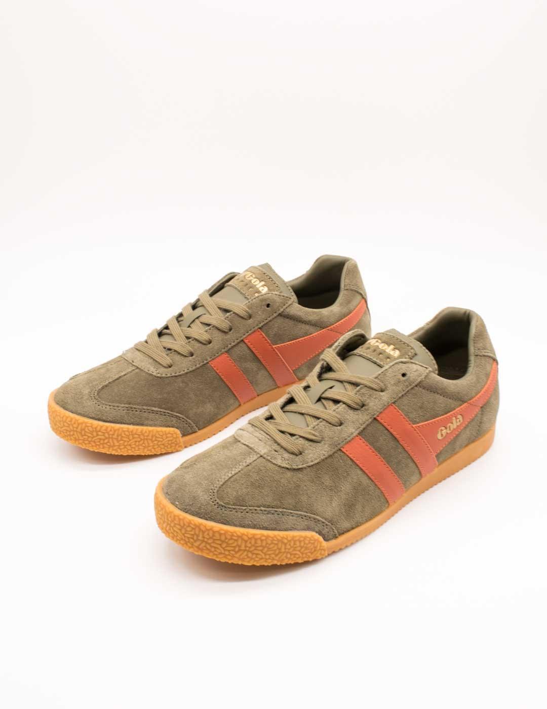 Deportivo Gola CMA192NY Harrier Suede Khaki/Orange de Hombre