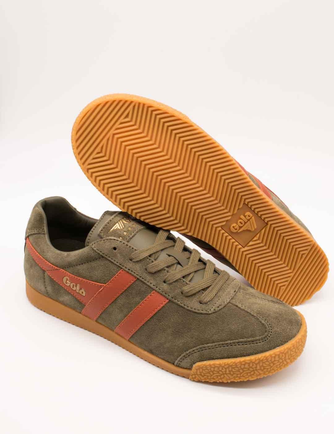 Deportivo Gola CMA192NY Harrier Suede Khaki/Orange de Hombre