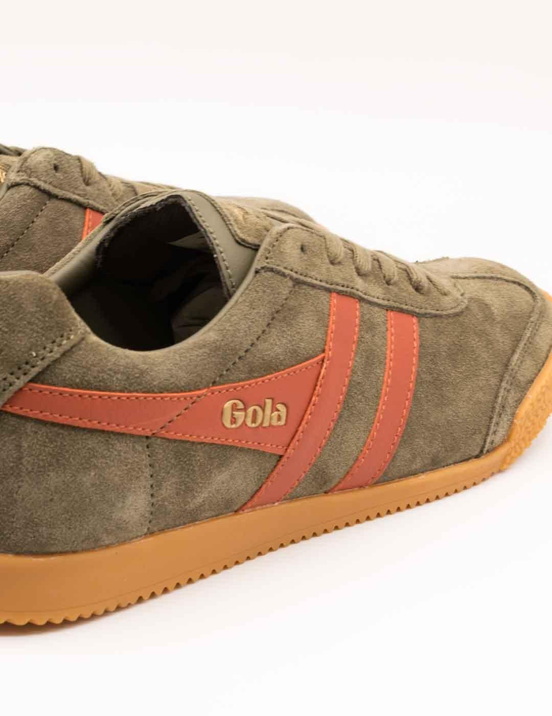 Deportivo Gola CMA192NY Harrier Suede Khaki/Orange de Hombre