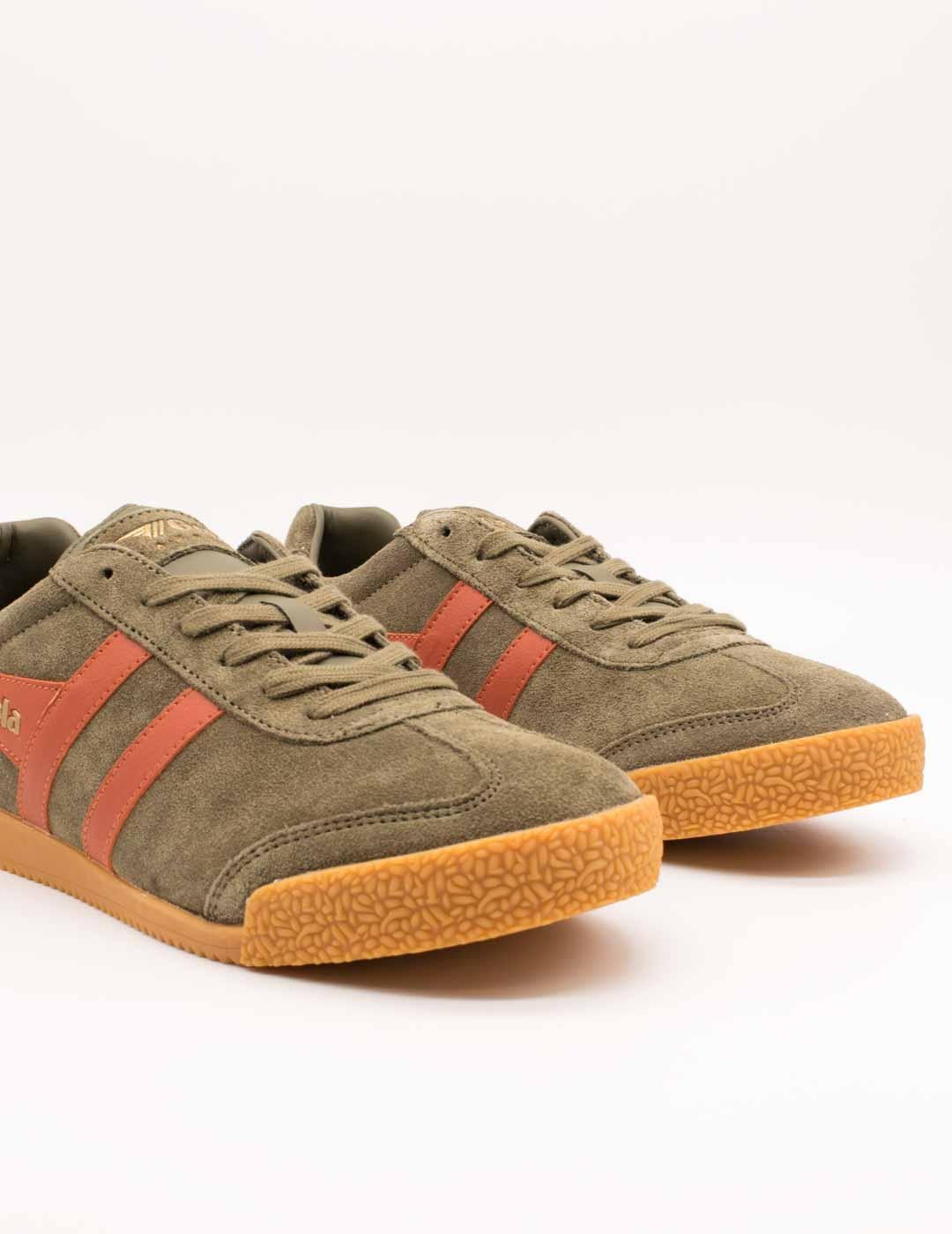 Deportivo Gola CMA192NY Harrier Suede Khaki/Orange de Hombre