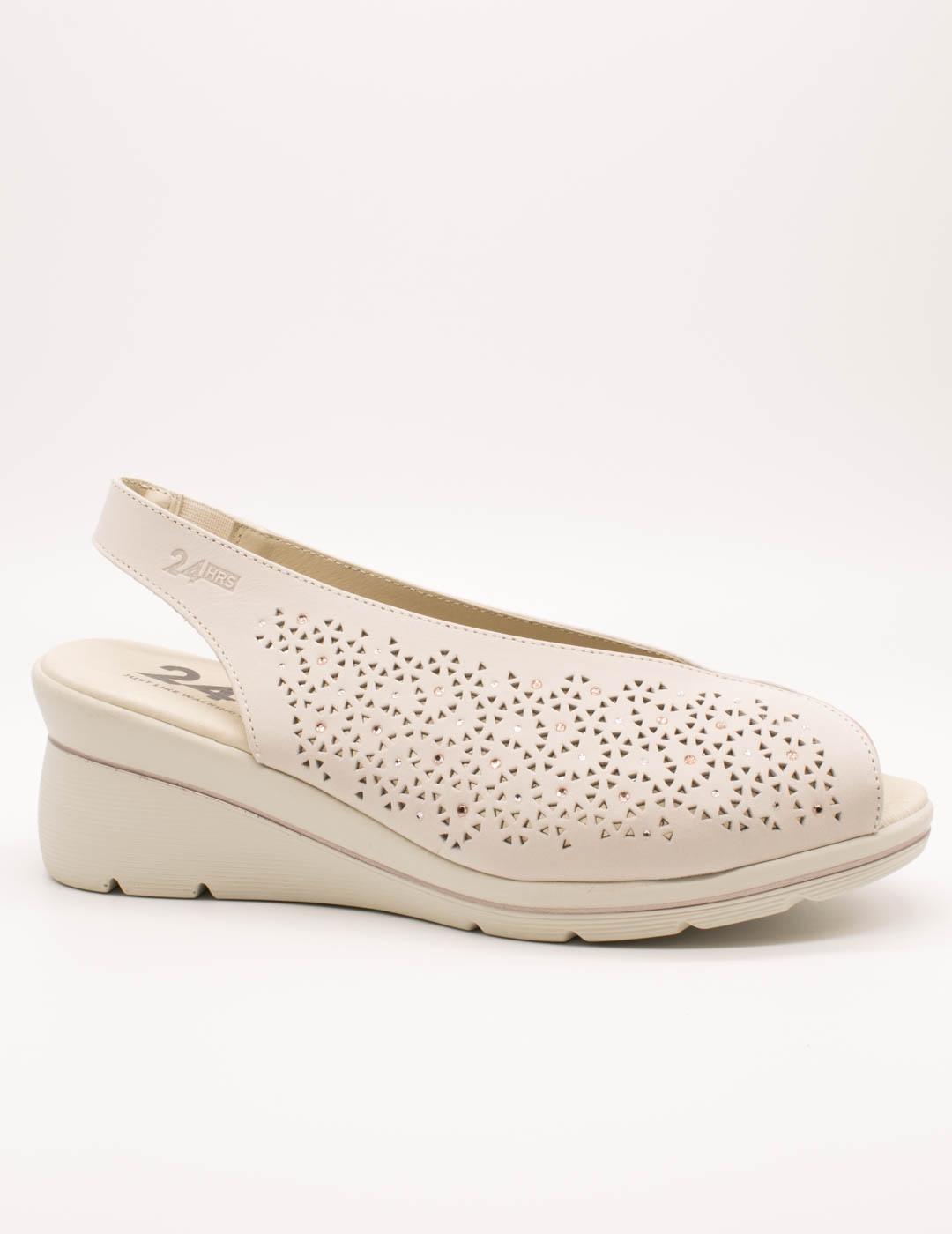 Zapato 24HRS 26449 Relax Crema de Mujer