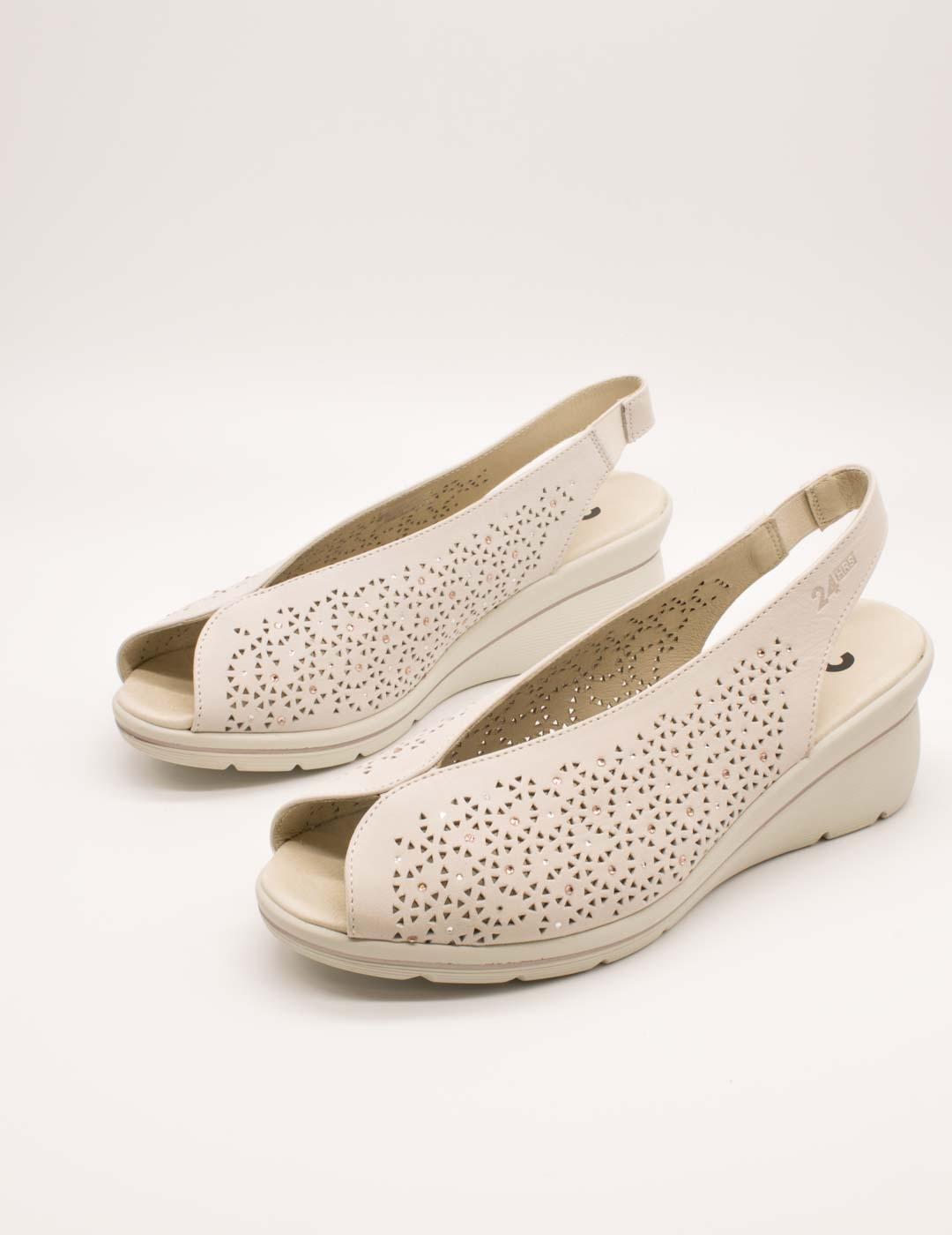 Zapato 24HRS 26449 Relax Crema de Mujer
