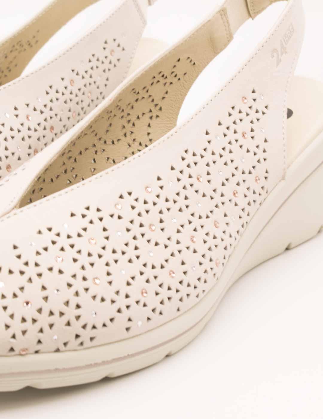 Zapato 24HRS 26449 Relax Crema de Mujer