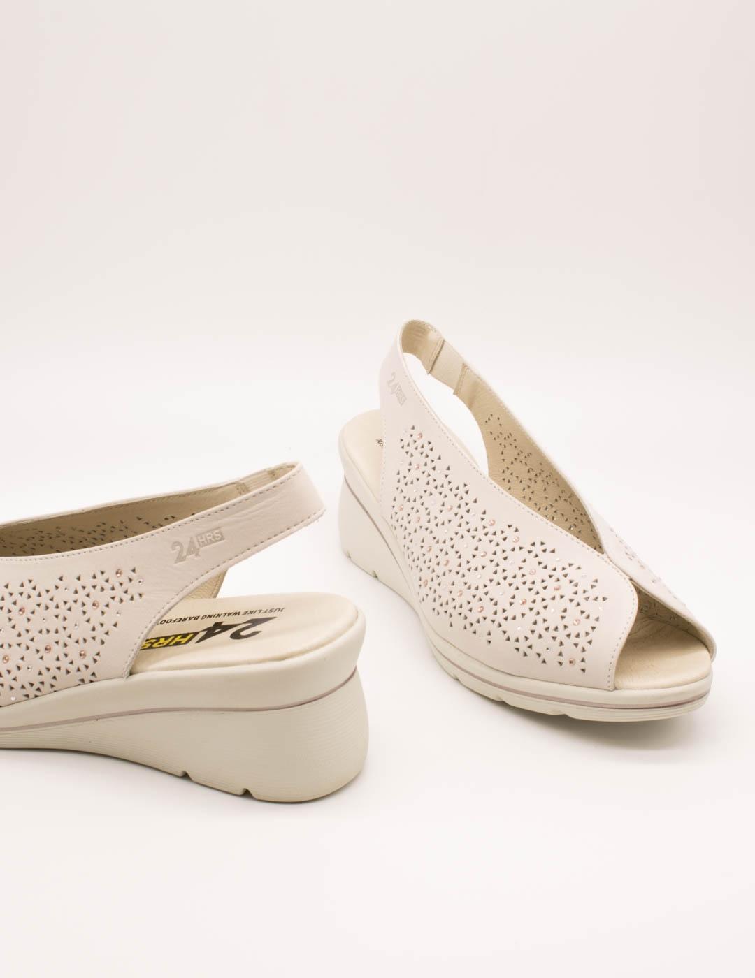 Zapato 24HRS 26449 Relax Crema de Mujer