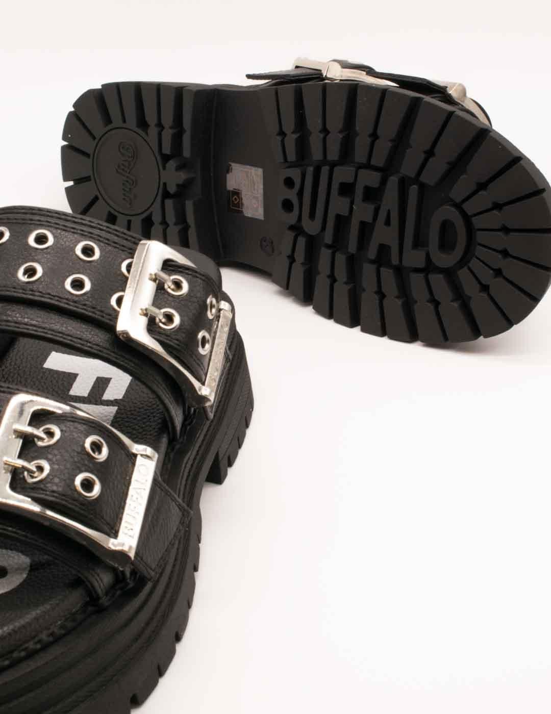 Sandalia Buffalo 1602270 Lennox Loop Negro de Mujer