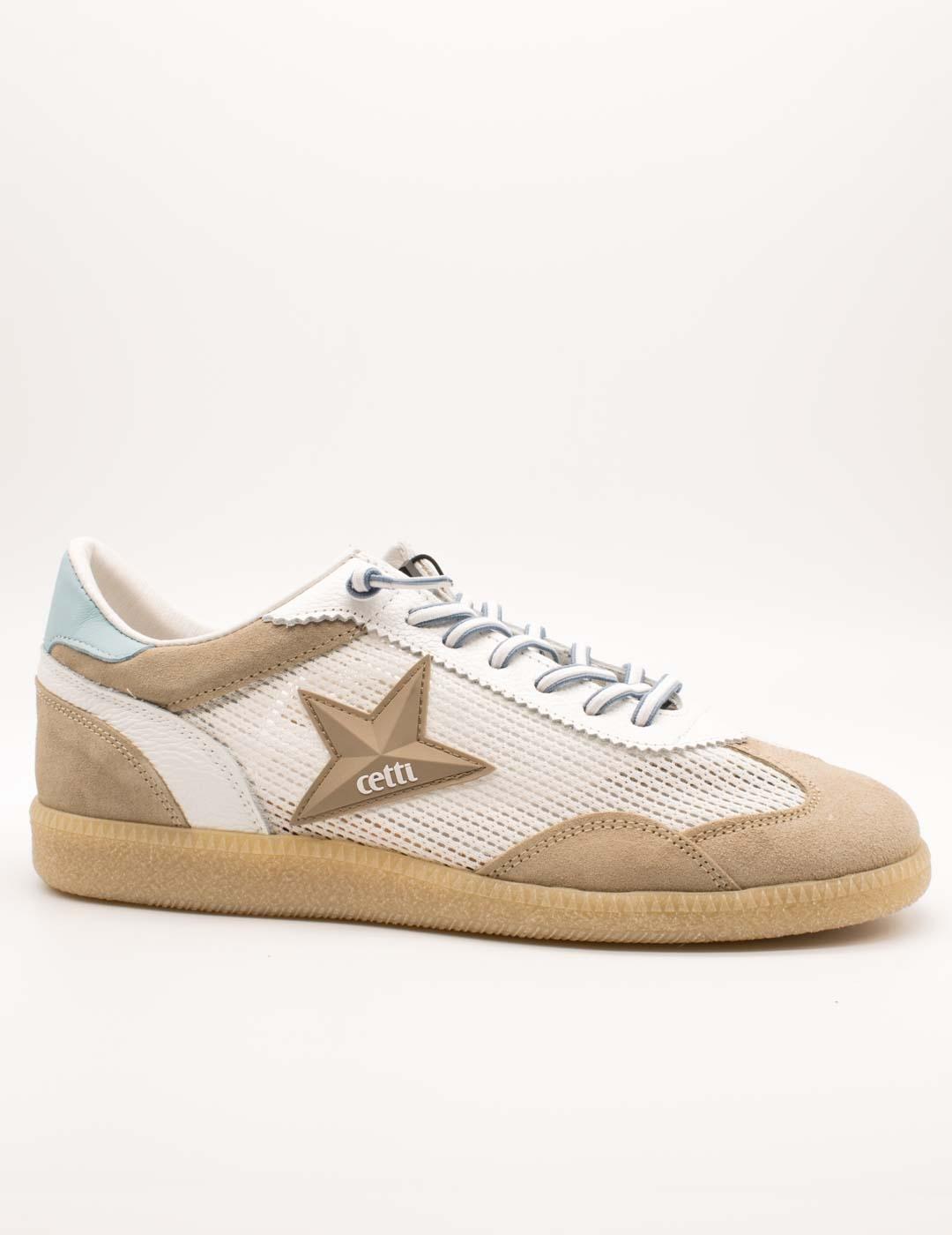 Deportivo Cetti C-1385 Ante Mesh Camel-Blanco de Hombre