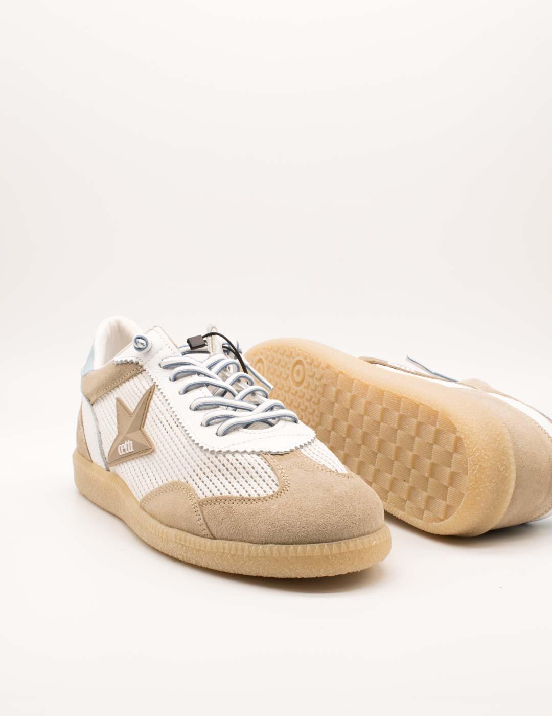 Deportivo Cetti C-1385 Ante Mesh Camel-Blanco de Hombre