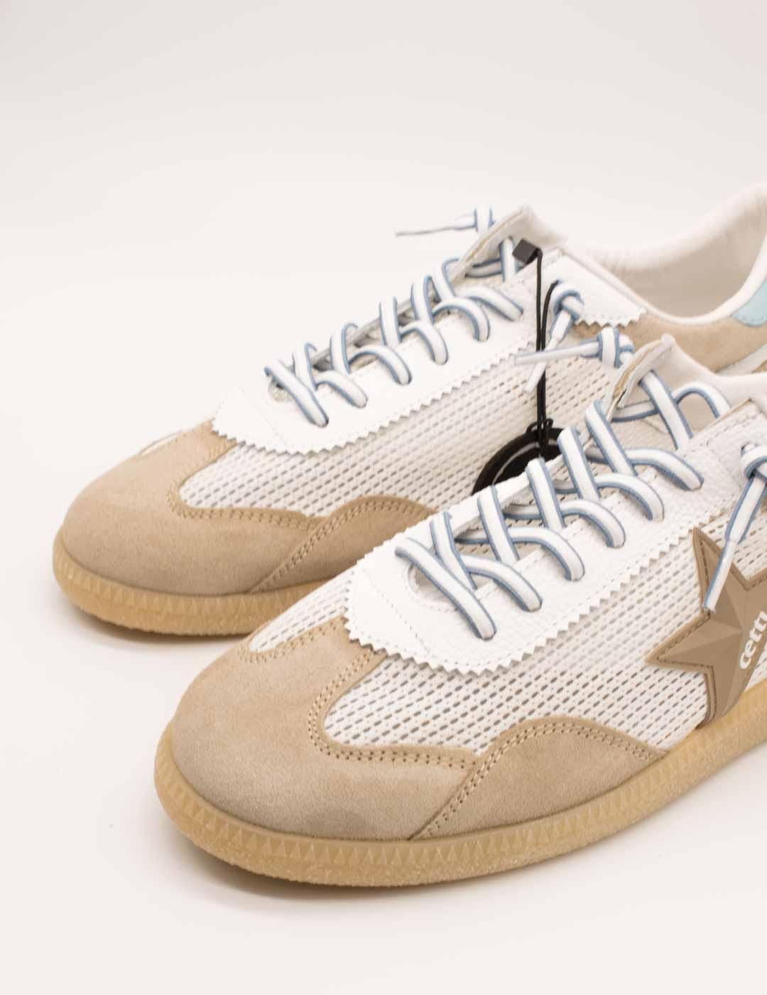 Deportivo Cetti C-1385 Ante Mesh Camel-Blanco de Hombre