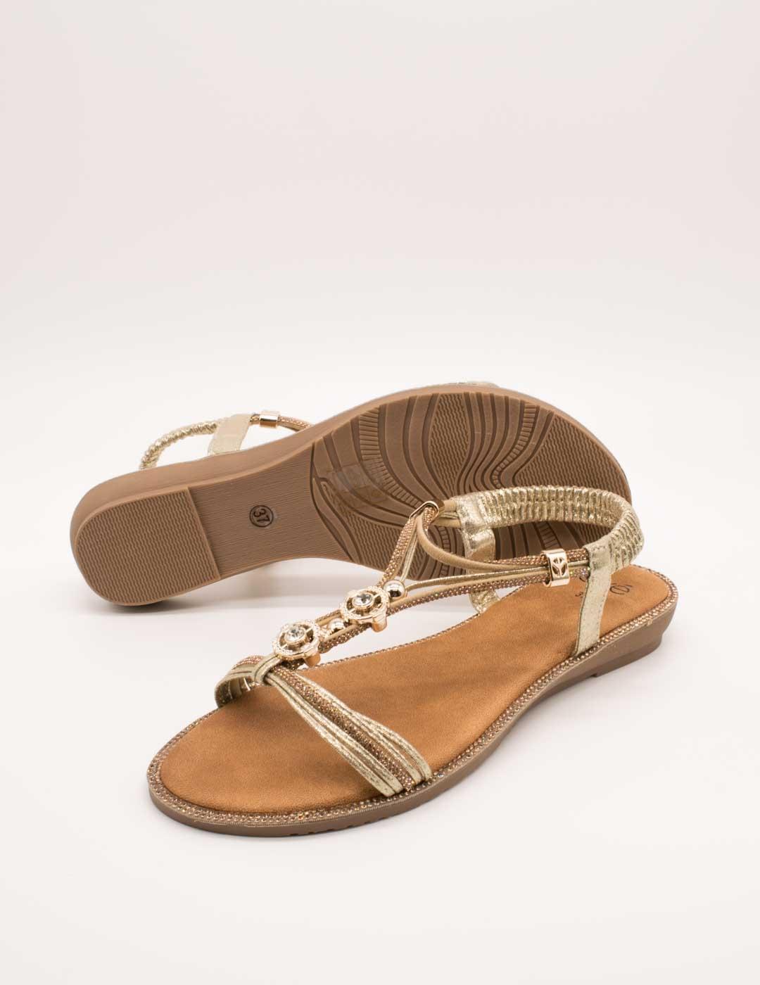 Sandalia Exé 8013-7 Strass Gold de Mujer