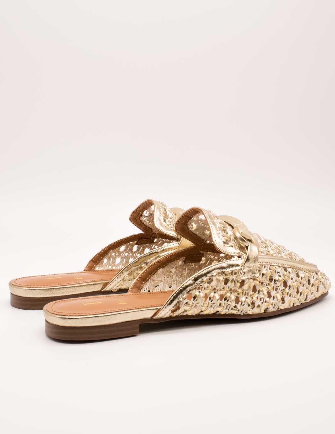 Mule Be Free Anne-1578 Leather Gold de Mujer