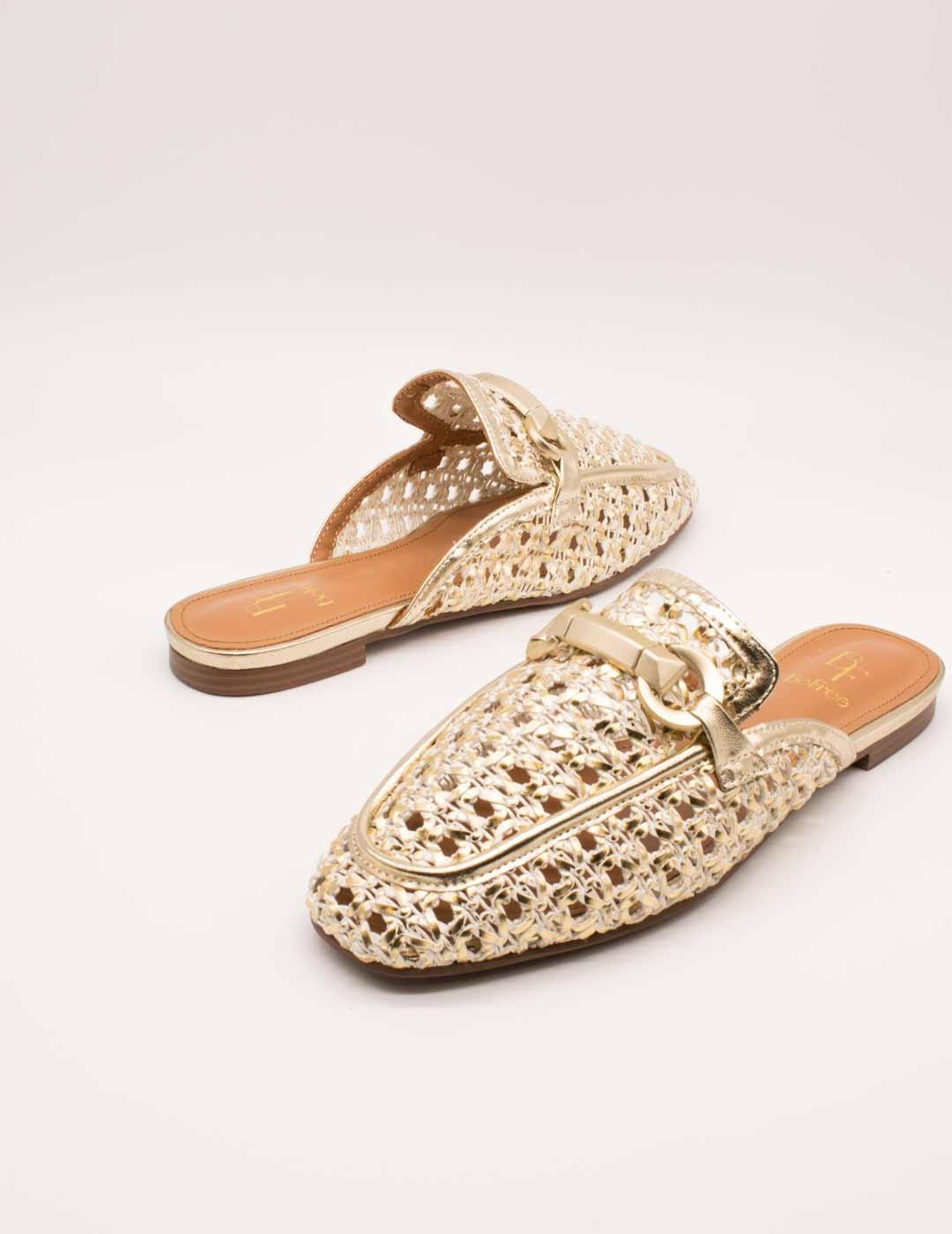 Mule Be Free Anne-1578 Leather Gold de Mujer