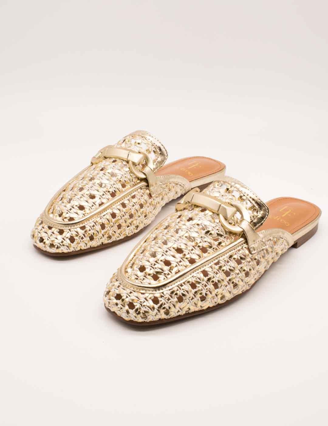 Mule Be Free Anne-1578 Leather Gold de Mujer