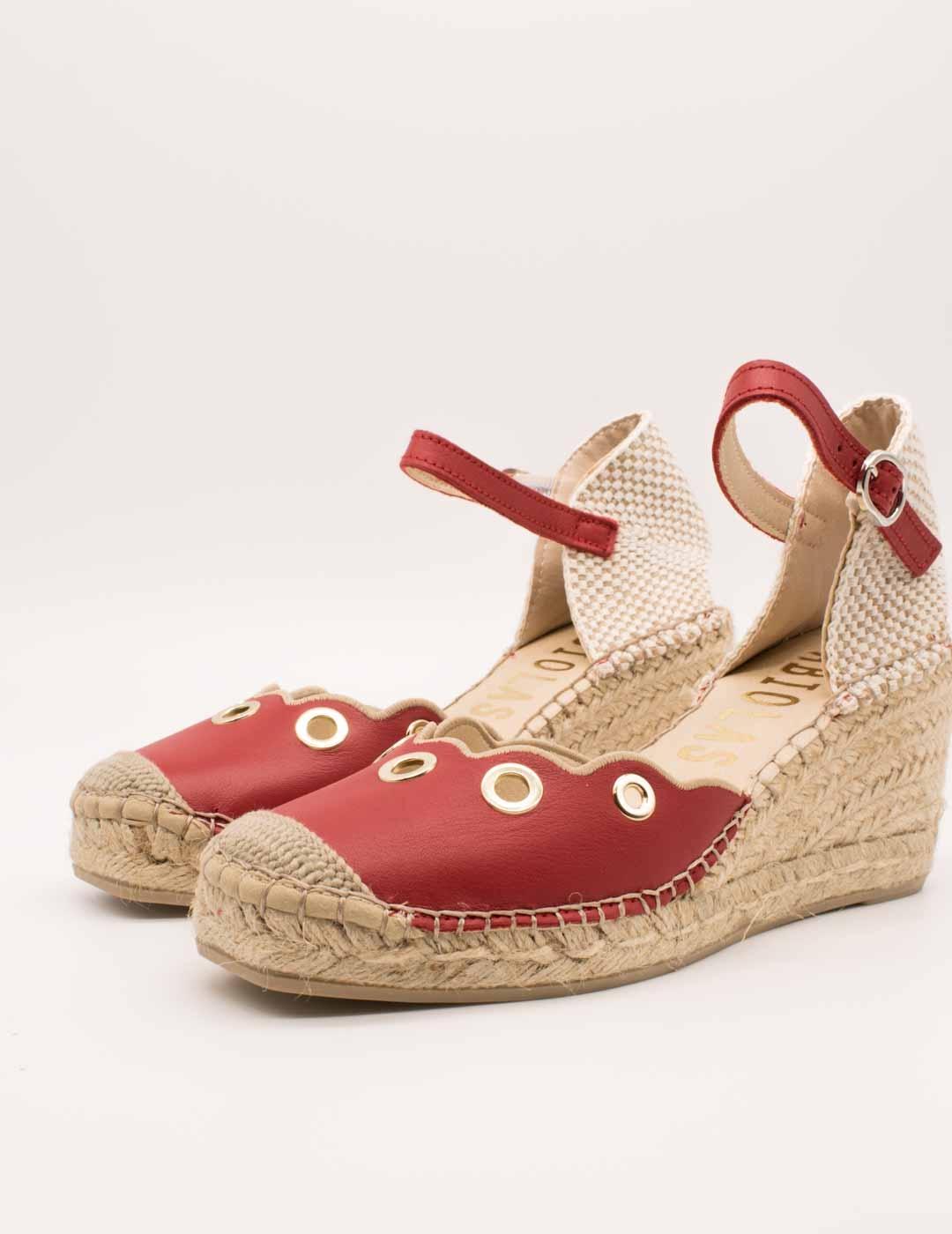 Espartos y alpargatas + Fabiolas + rojo + Mujer. 50-70 caracteres.
