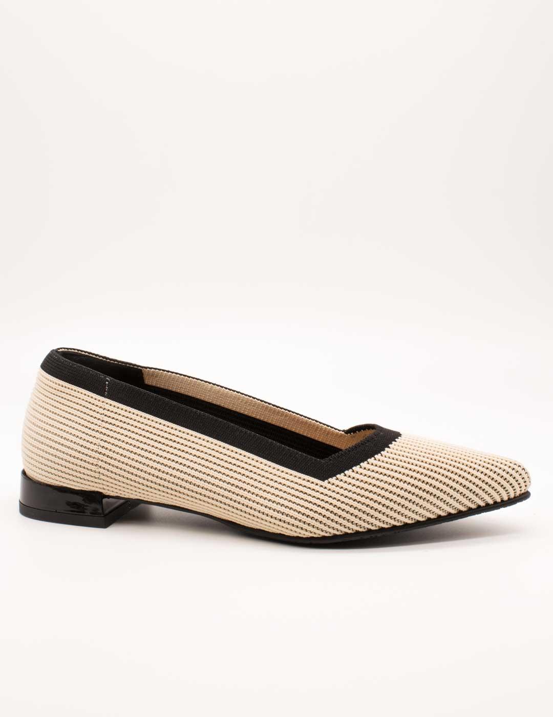 Zapato Miss Elastiic 076409-65-77 Bay Crema-Negro de Mujer