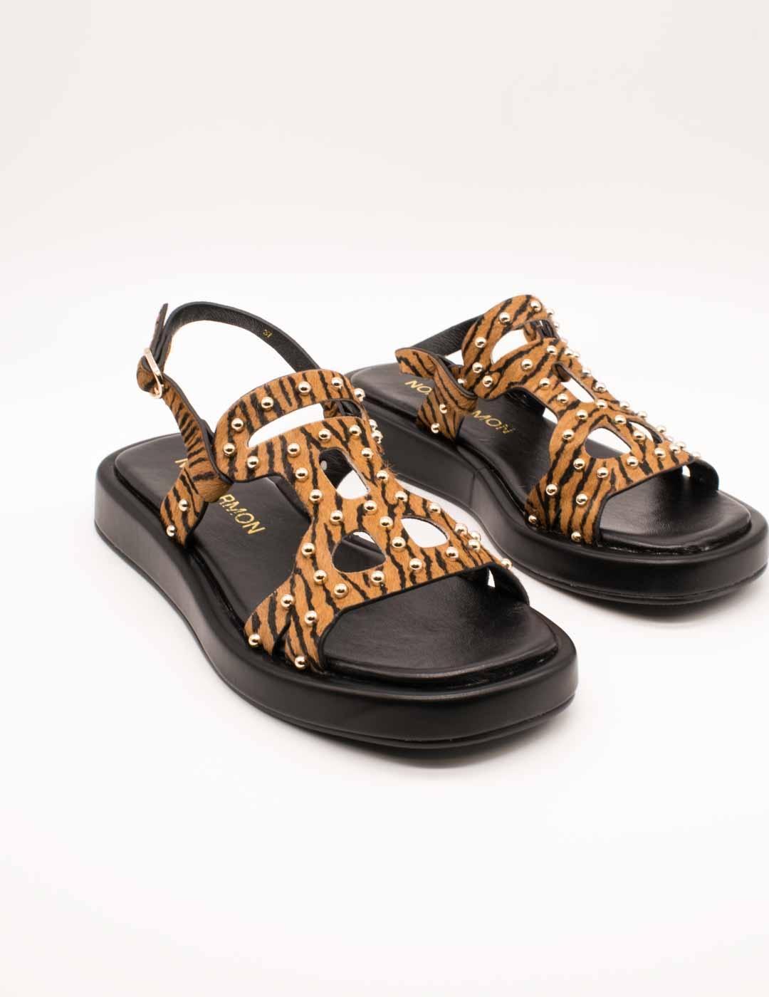 Sandalia Noa Harmon 009948-0067 Wasabi Negro-Cuero de Mujer