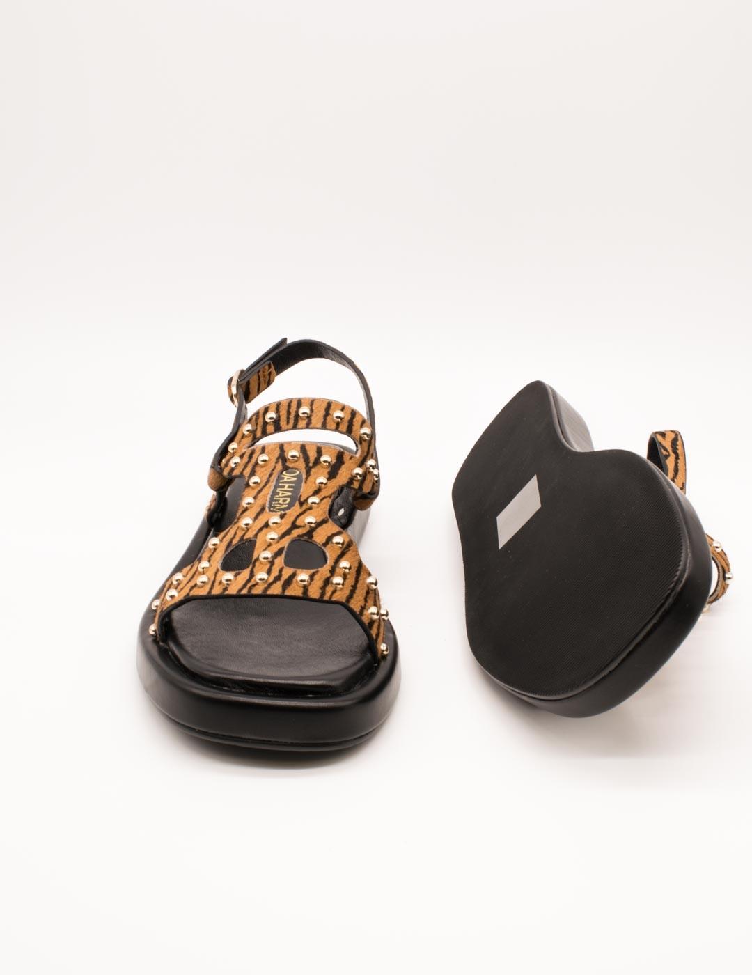 Sandalia Noa Harmon 009948-0067 Wasabi Negro-Cuero de Mujer