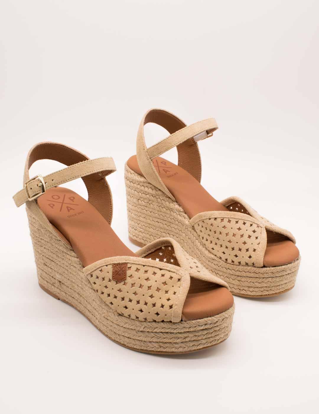 Esparto Popa Benisa Picado Beige Serraje de Mujer