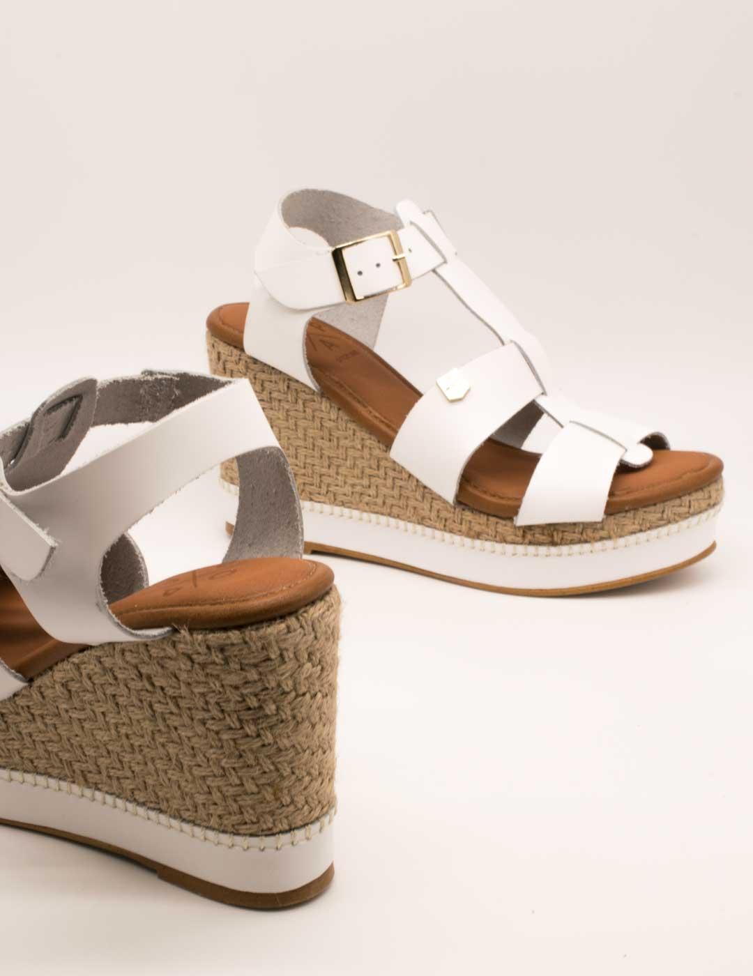 Esparto Popa Gunga Vaqueta Blanco de Mujer