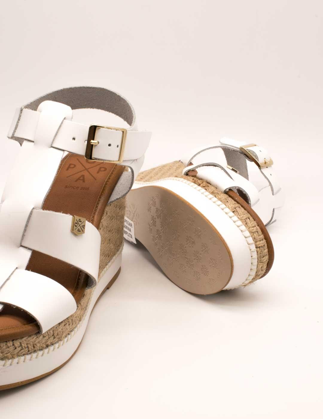 Esparto Popa Gunga Vaqueta Blanco de Mujer