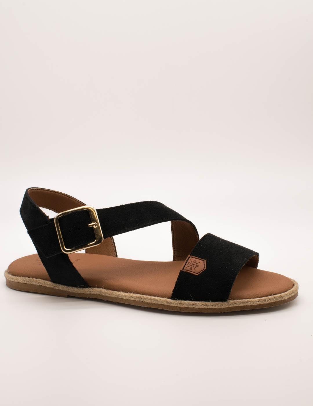 Sandalia Popa Leyte Serraje Negro de Mujer