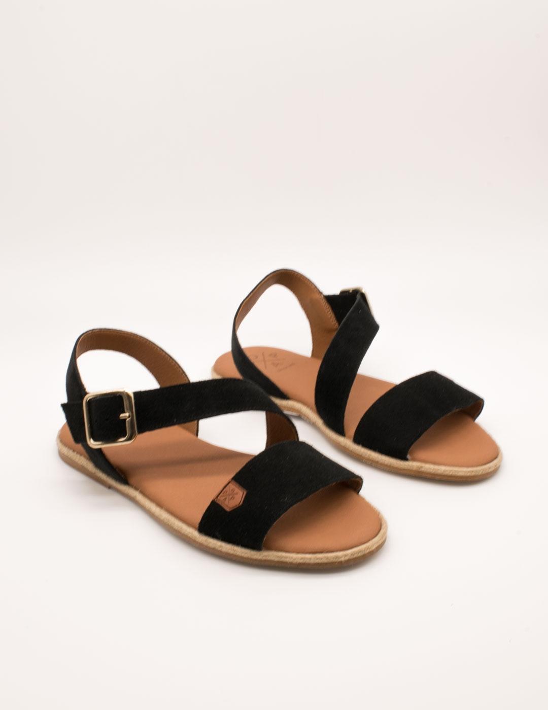 Sandalia Popa Leyte Serraje Negro de Mujer