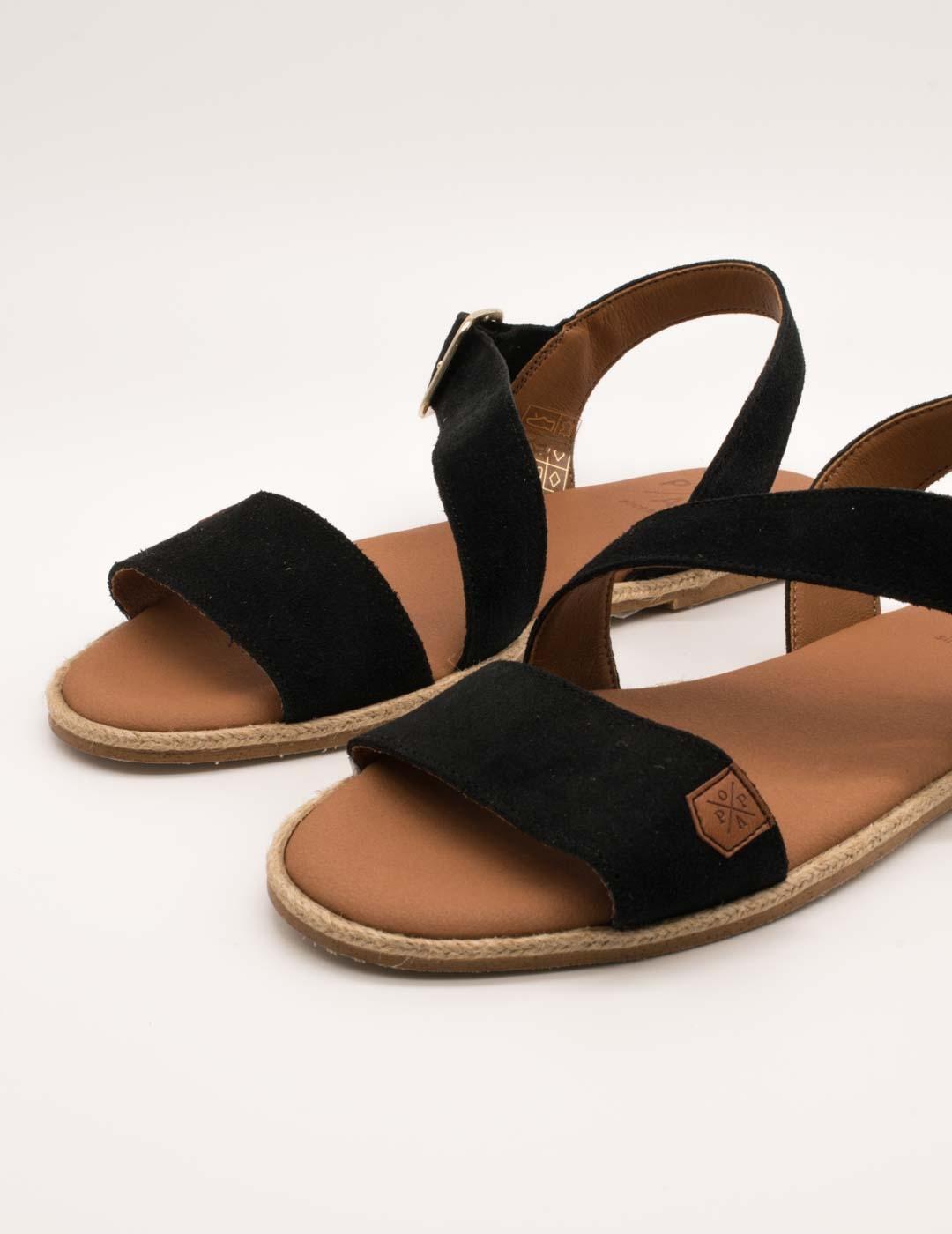 Sandalia Popa Leyte Serraje Negro de Mujer