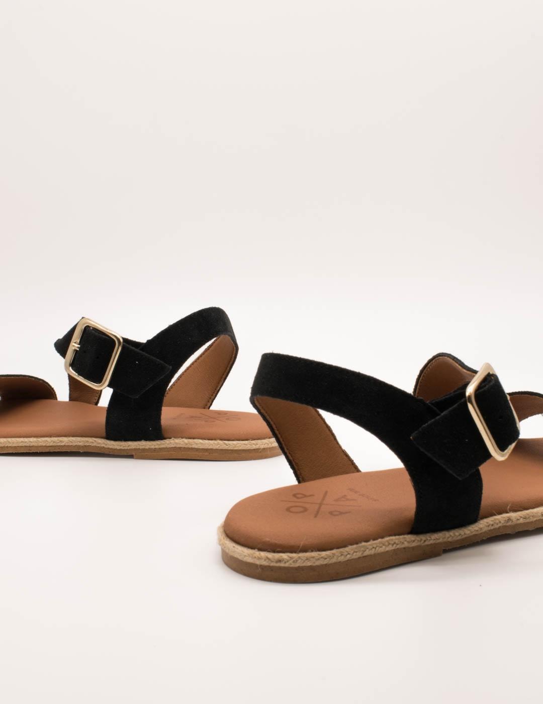 Sandalia Popa Leyte Serraje Negro de Mujer