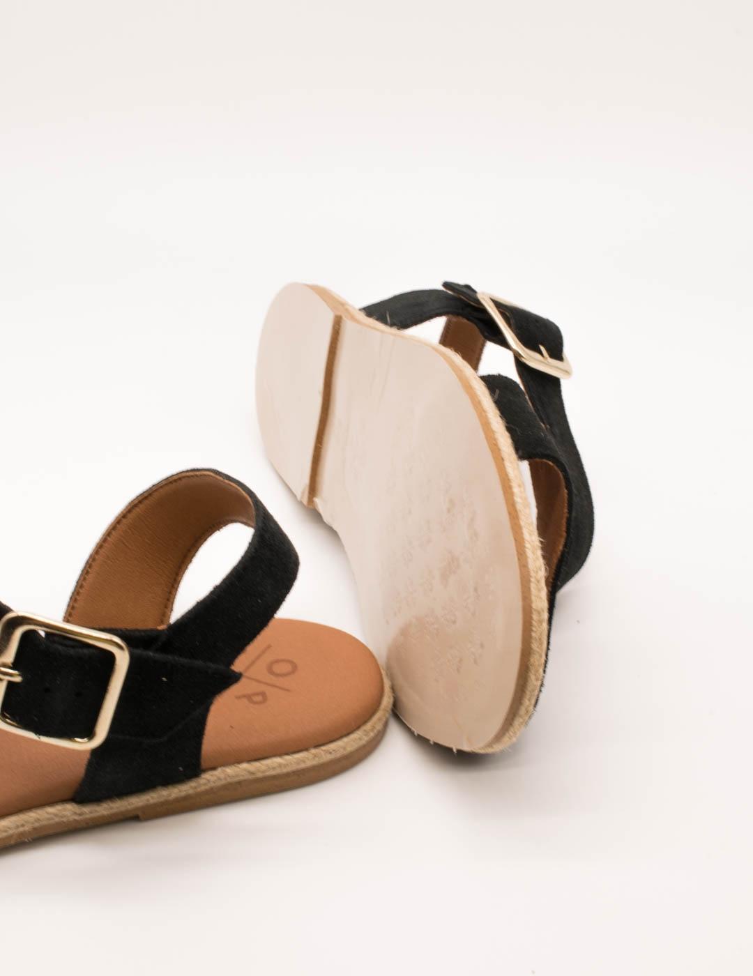 Sandalia Popa Leyte Serraje Negro de Mujer