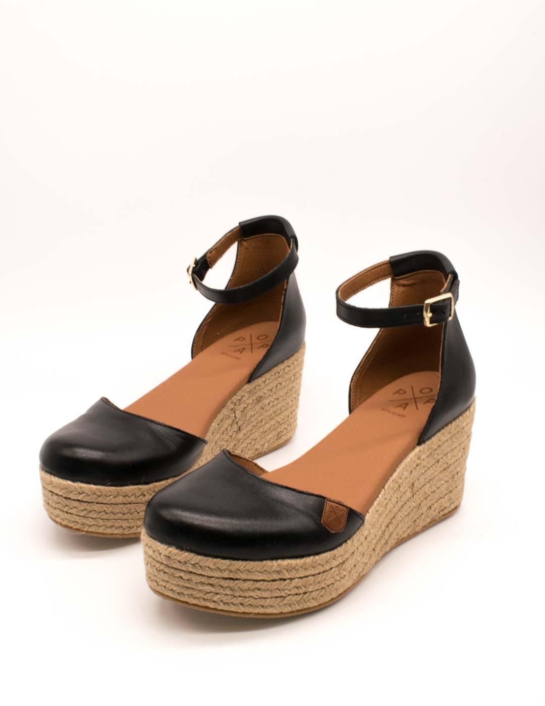 Esparto Popa Cantalar Piel Negro de Mujer