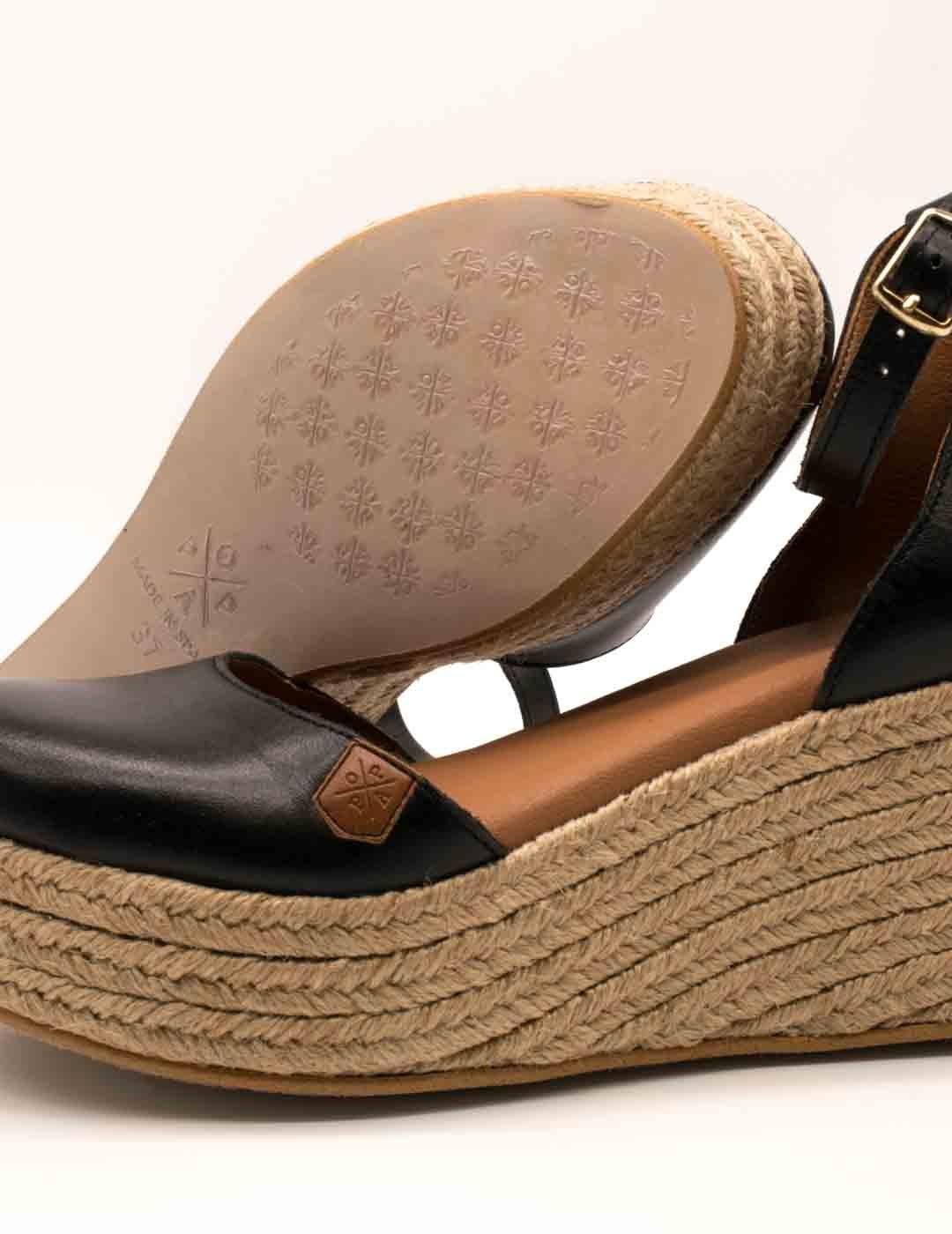 Esparto Popa Cantalar Piel Negro de Mujer