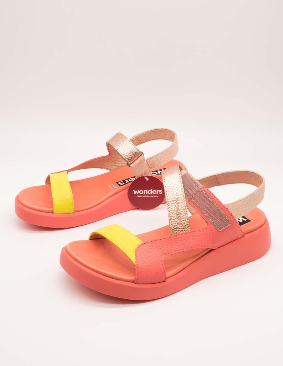 Sandalia Wonders C-6543 Combi Coral-Cyber de Mujer