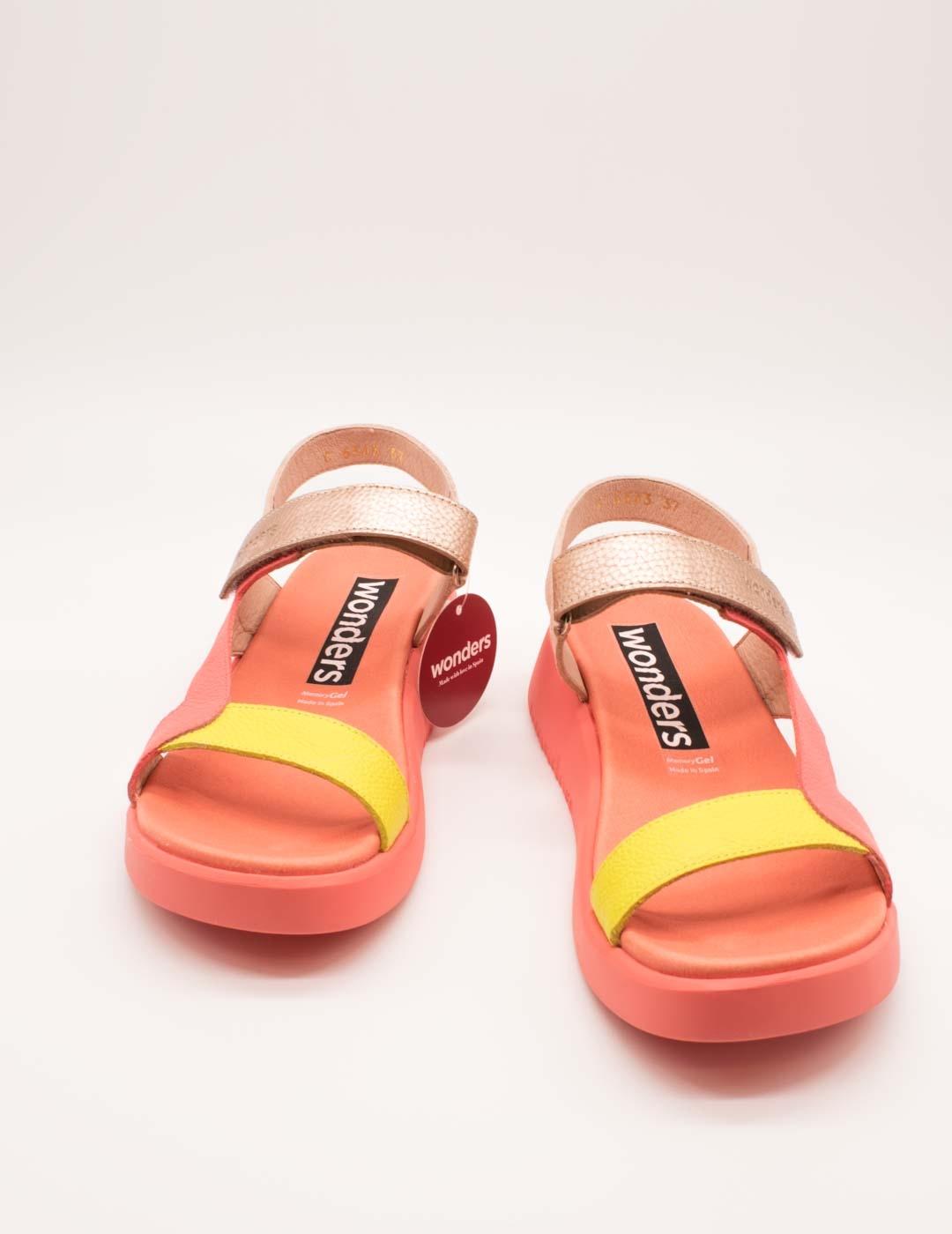 Sandalia Wonders C-6543 Combi Coral-Cyber de Mujer