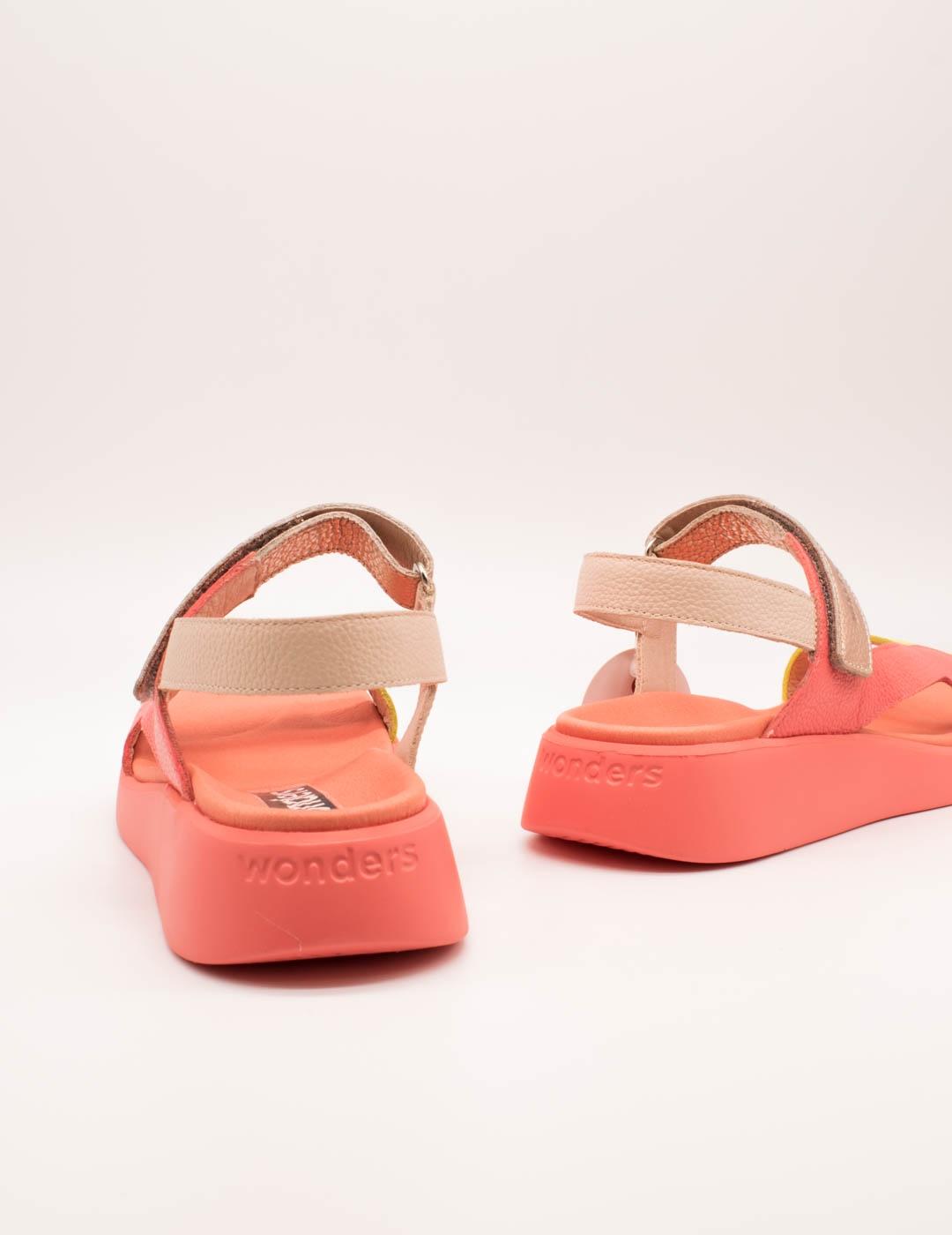 Sandalia Wonders C-6543 Combi Coral-Cyber de Mujer