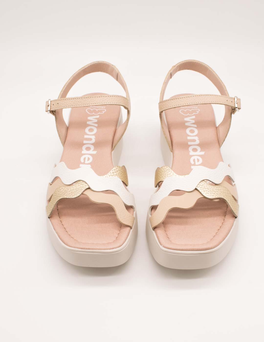 Sandalia Wonders B-7943 Wild Platino-Natural-Off de Mujer