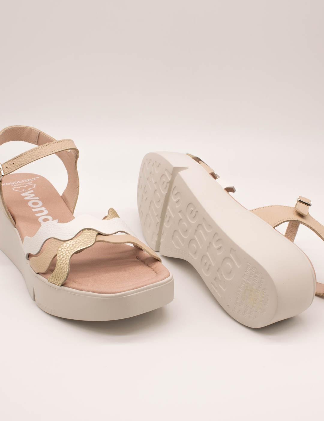 Sandalia Wonders B-7943 Wild Platino-Natural-Off de Mujer