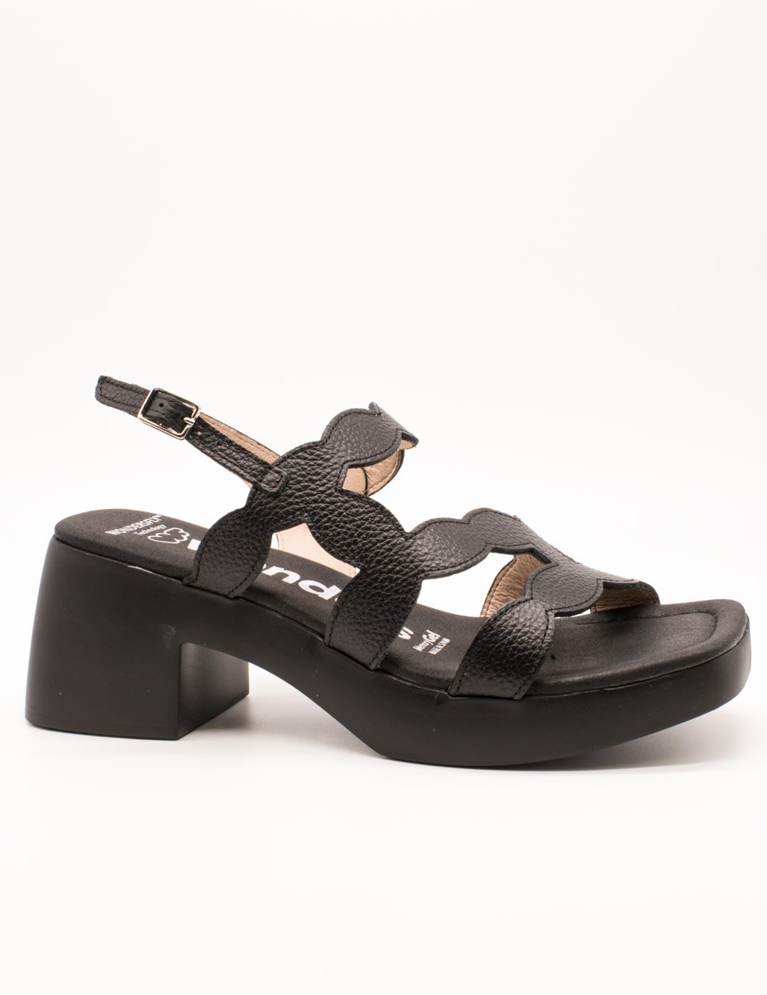 Sandalia Wonders D-1020 Wild Negro de Mujer