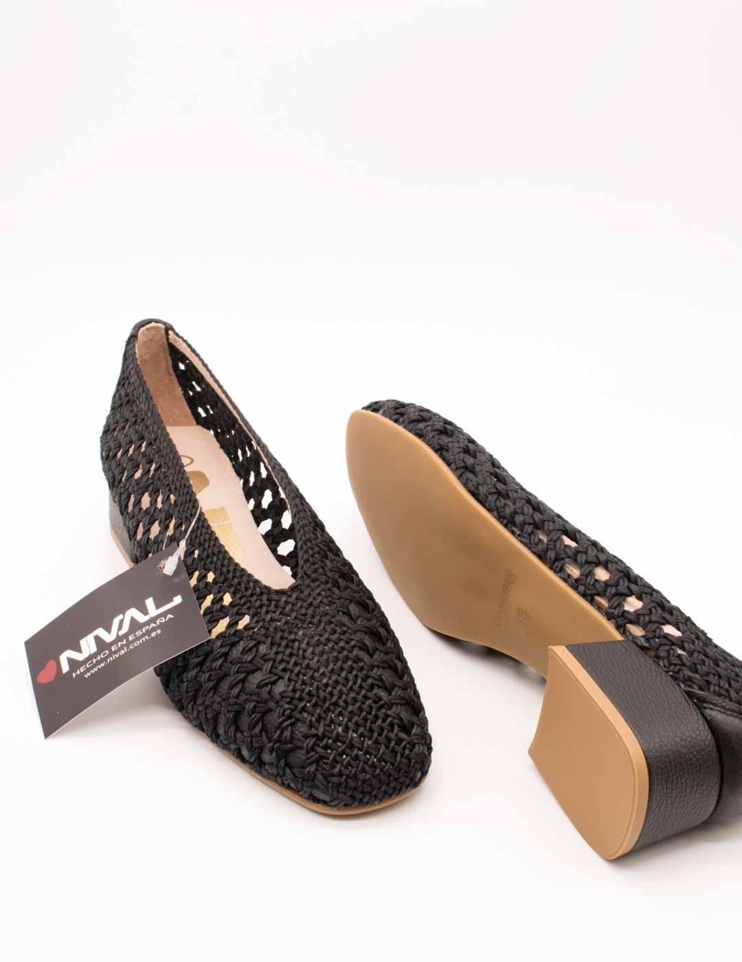 Zapato Nival S987803 Salon Negro de Mujer