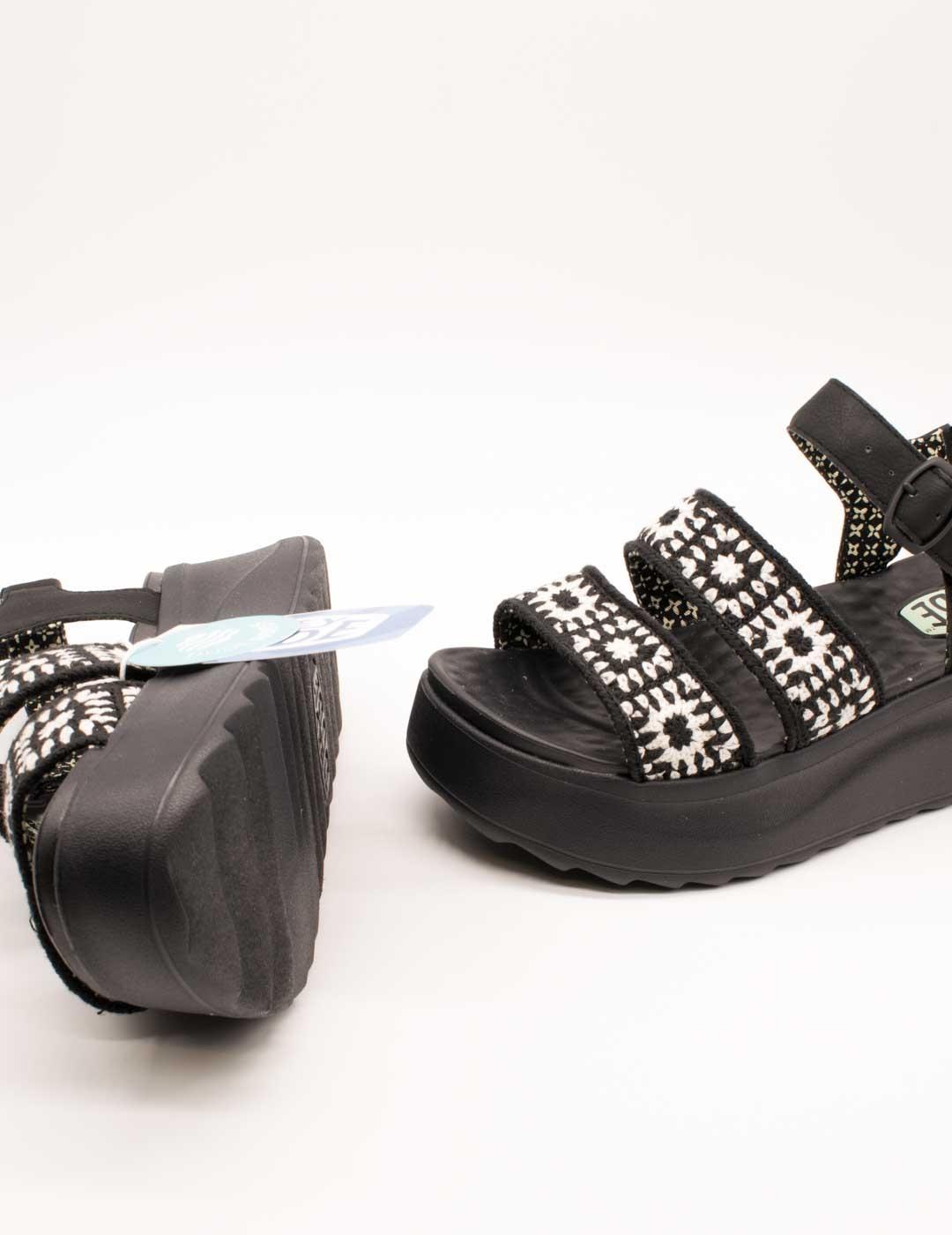 Sandalia Hey Dude HD43200-066 Delray Black de Mujer