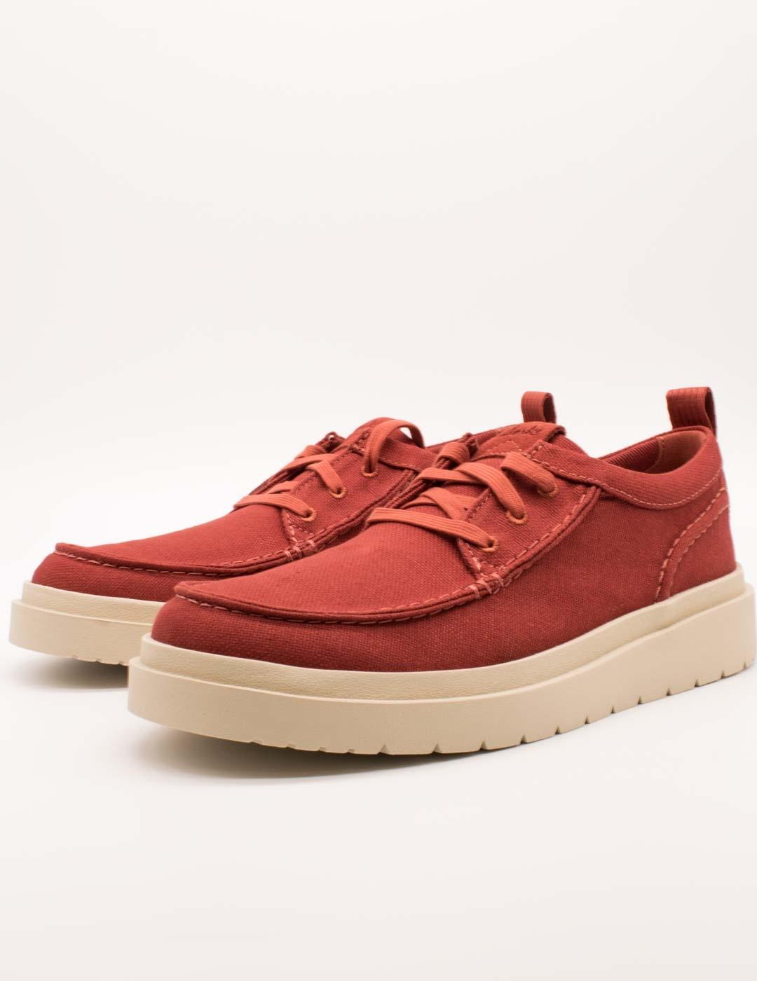 Zapato Clarks 26181380 Polden Moc Red Canvas de Hombre