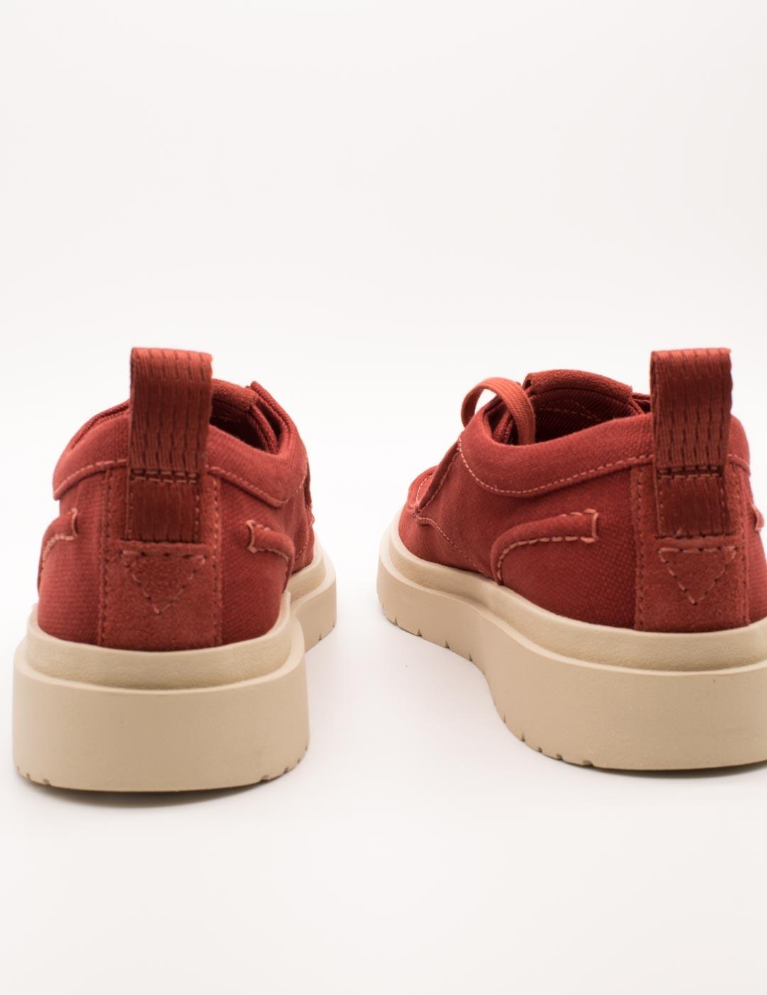 Zapato Clarks 26181380 Polden Moc Red Canvas de Hombre