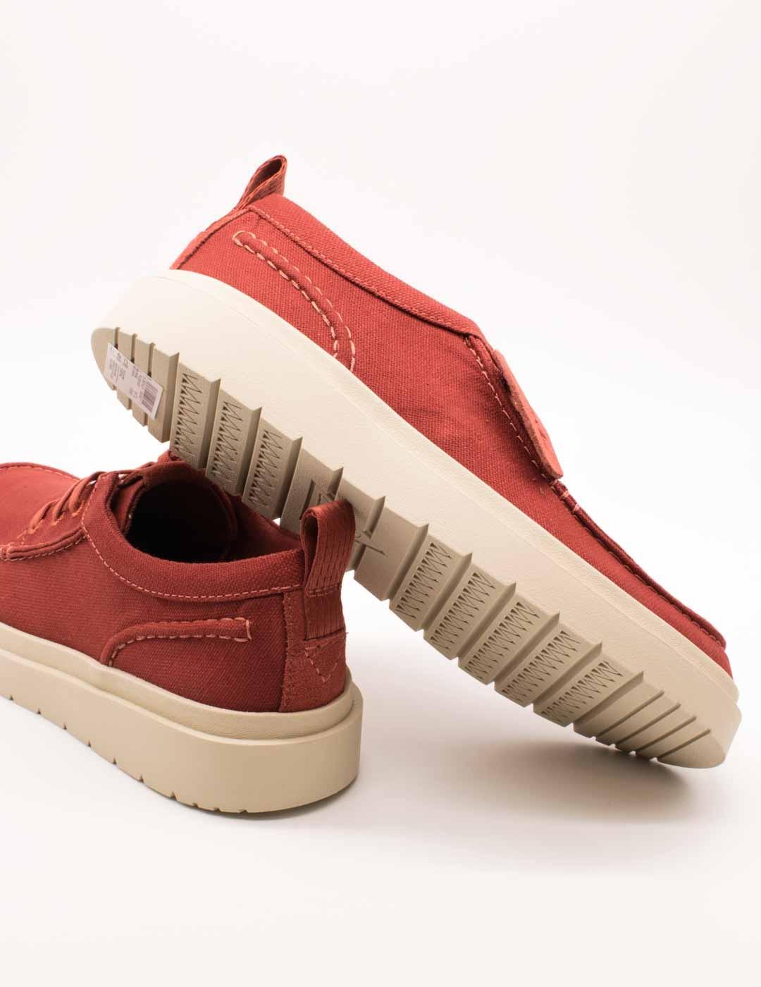 Zapato Clarks 26181380 Polden Moc Red Canvas de Hombre
