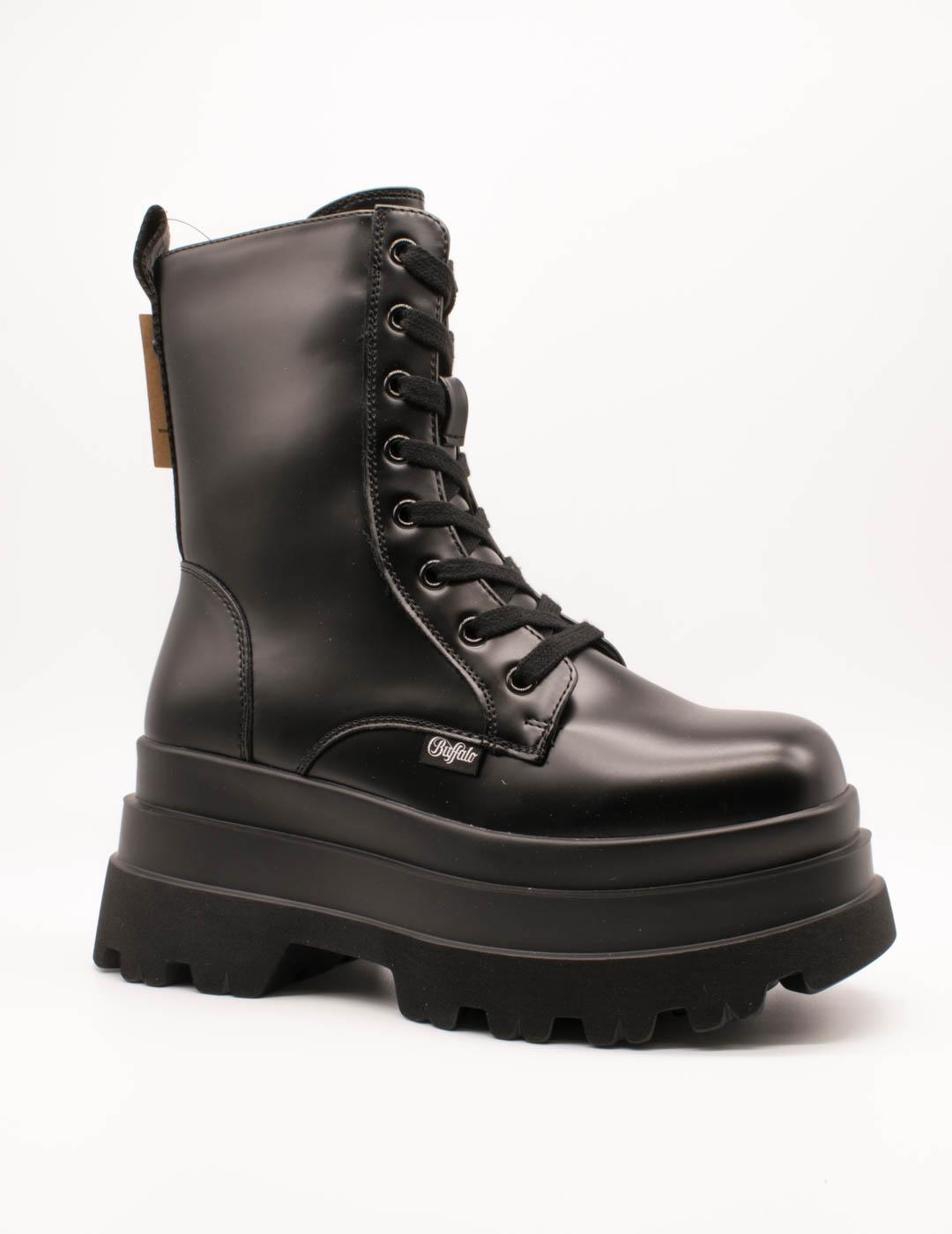 Bota Buffalo B25000162 Jupiter Lace Up Mid Black de Mujer