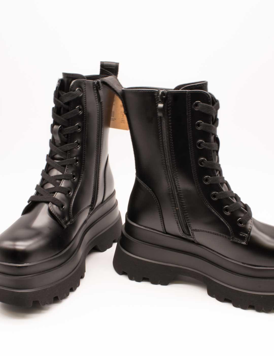 Bota Buffalo B25000162 Jupiter Lace Up Mid Black de Mujer