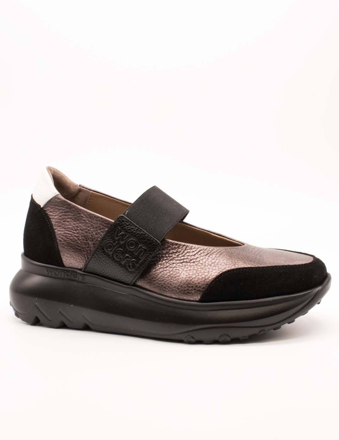 Zapato Wonders A-4011 Combi Negro de Mujer