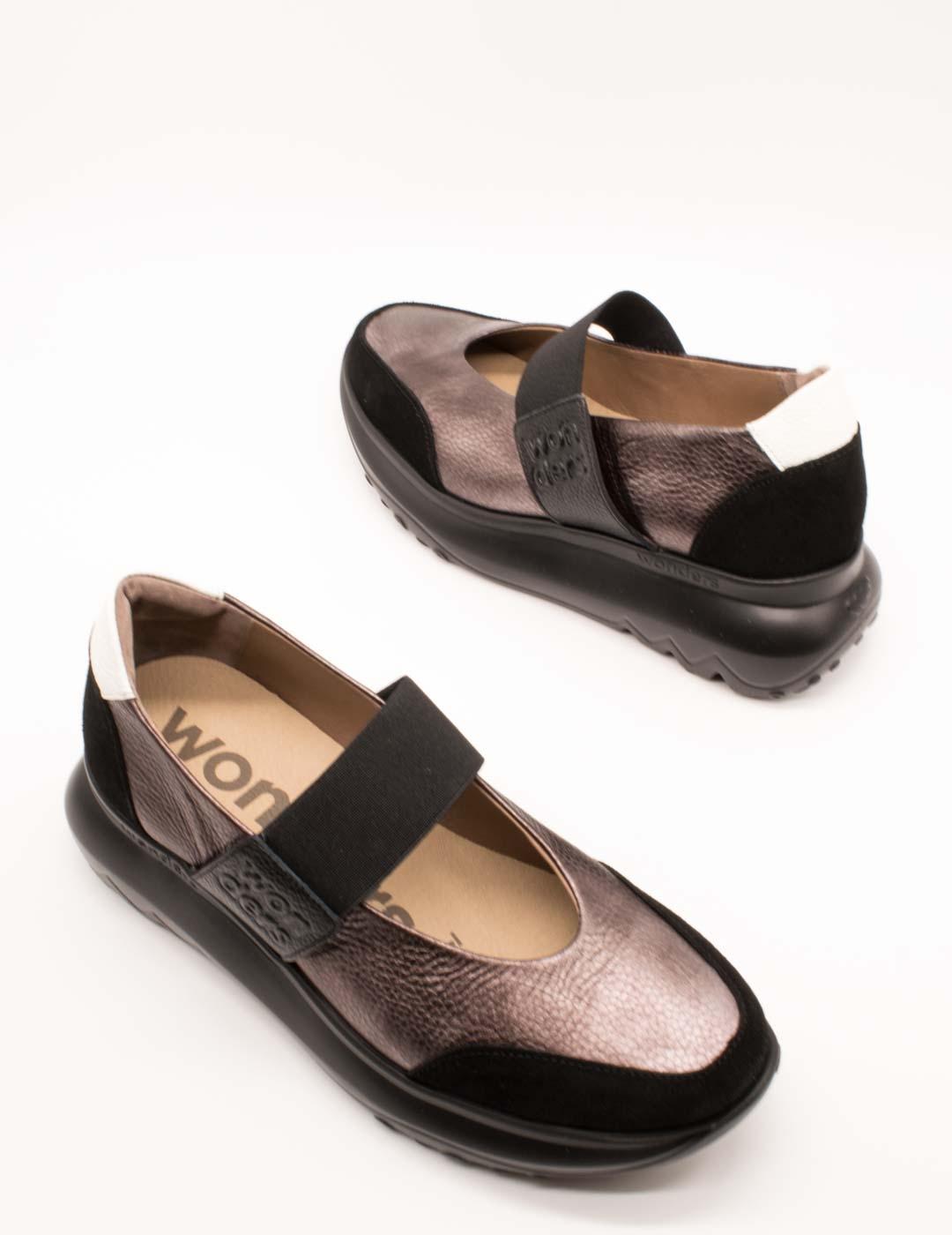 Zapato Wonders A-4011 Combi Negro de Mujer