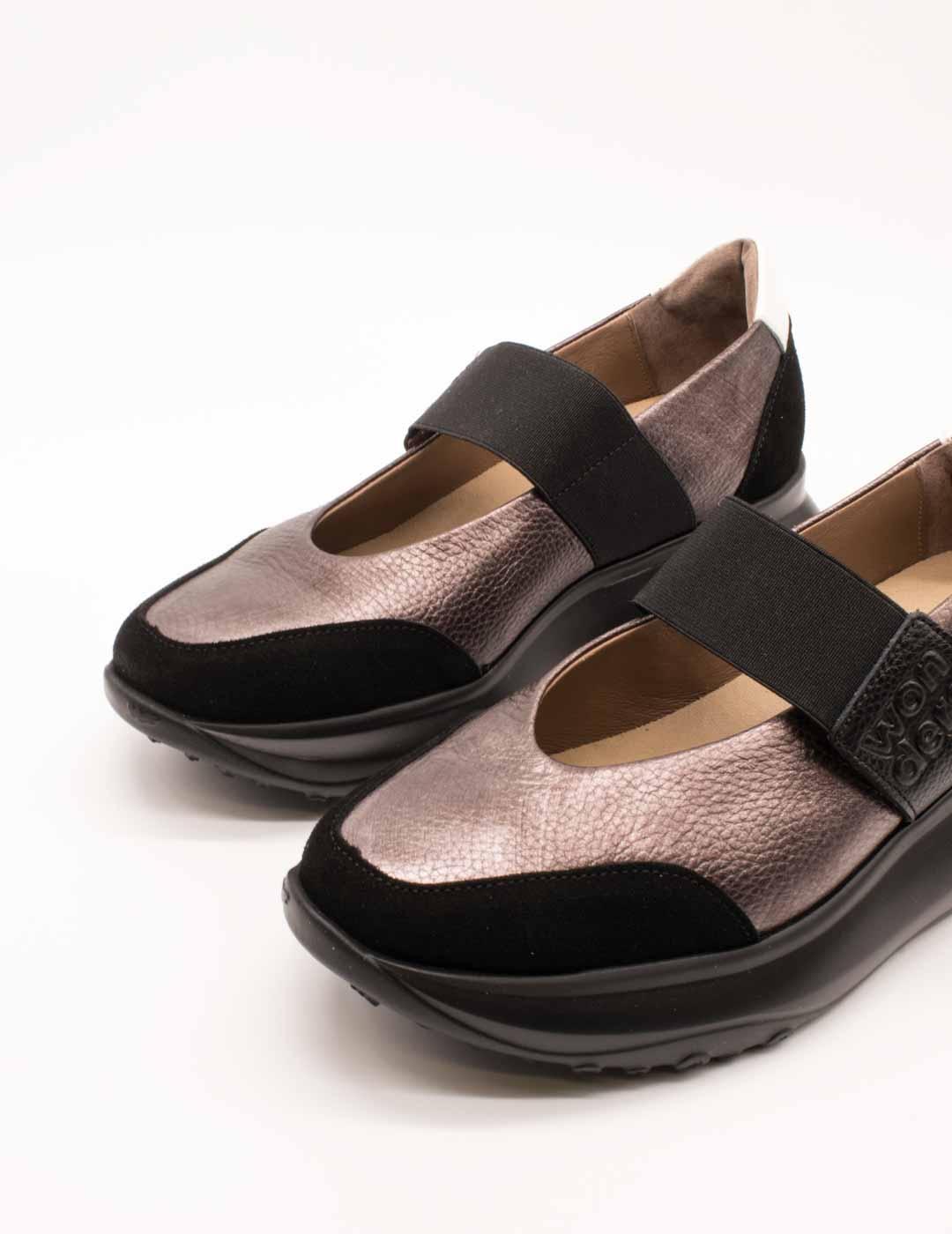 Zapato Wonders A-4011 Combi Negro de Mujer